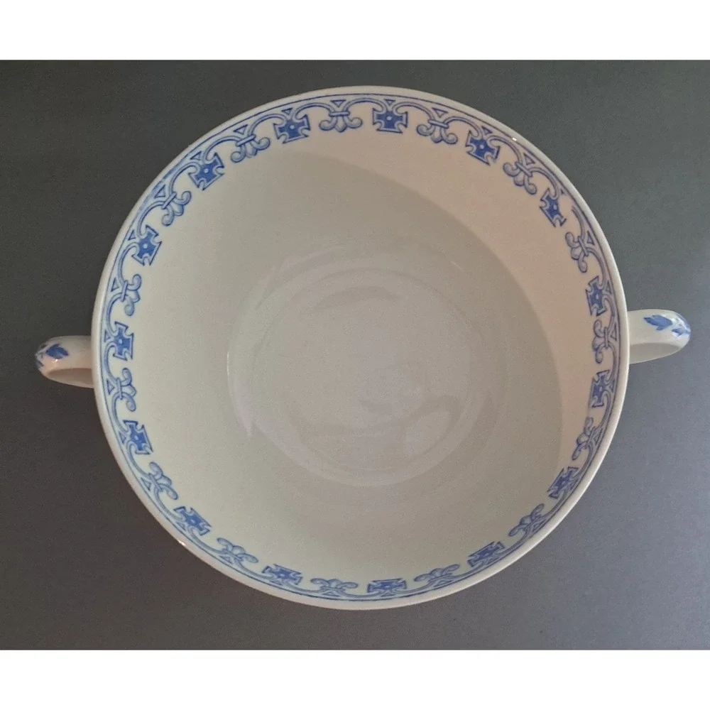Vintage Blue And White Copeland Spode Centurion Soup And Saucer